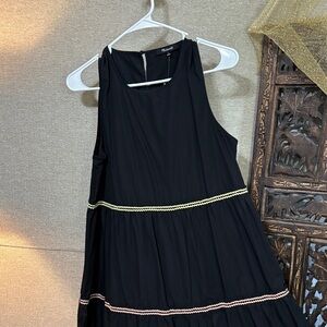 Madewell Black Midi Dress with Gold and Pink Accents